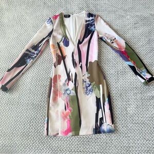 Bebe | colorful abstract floral print bodycon dress